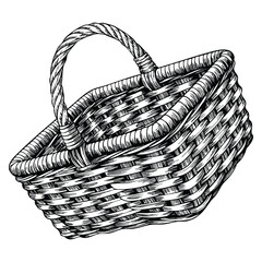 Hand drawn wicker basket sketch style vector illustration template for your design works isolated perfect for packaging craft projects or decorative design