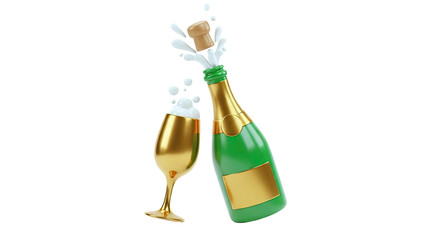 Champagne Bottle Popping with Glass - Celebration Concept