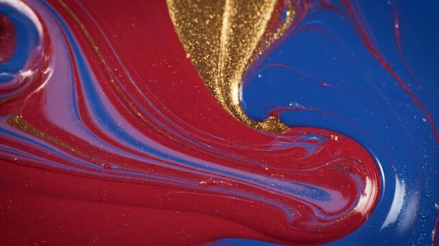 Detailed macro shot of viscous liquid colors mixing and flowing together creating a mesmerizing abstract paint blend detailed macro shot, blend, colors mixing