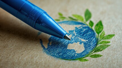 writing sustainability with blue marker promotes eco friendly practices for green living and a better world now