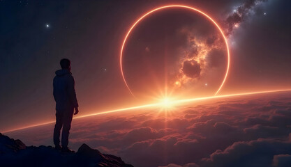 silhouette of a man and the sun