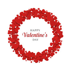 Obraz premium Happy valentines day wreath with red hearts isolated on transparent background