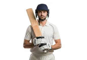 Cricket player with bat isolated on transparent background