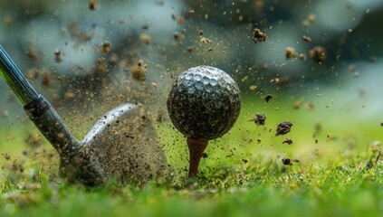 Golf ball impact on tee
