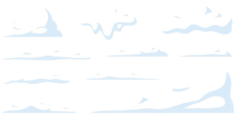 Obraz premium Collection of cartoon snowdrifts and snow elements for winter scene design