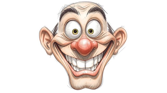 Funny Cartoon Man Face with Surprised Expression