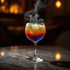 Vibrant cocktail with smoky aroma