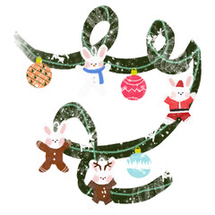 Christmas Rabbit Lightbulb Lease Design Illustration Vector