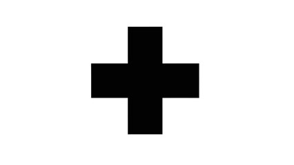 Obraz premium Simple black medical cross icon isolated on white