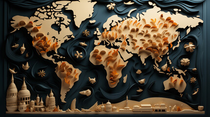 Paper World Map Art 