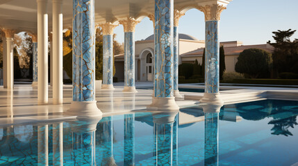 Ornate Columns by the Pool 