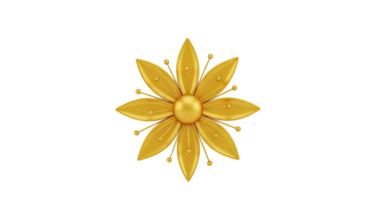 Golden Flower Ornament - 3D Rendering