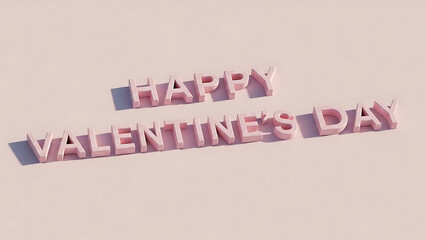 Fototapeta premium Contemporary Abstract 3D Pink Marble Valentine's Day Text Design with Shadow on Pastel Background