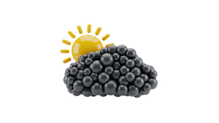 3D Sun Partially Behind a Black Cloud Icon