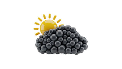 3D Sun Partially Behind a Black Cloud Icon
