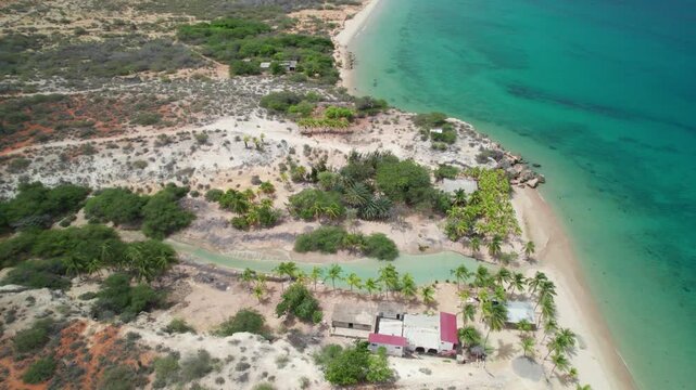 Aerial view of La Paria beach. Serene, tropical, untouched landscape