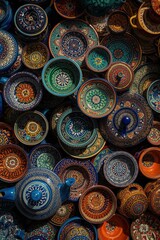 Vibrant ceramic bowls display