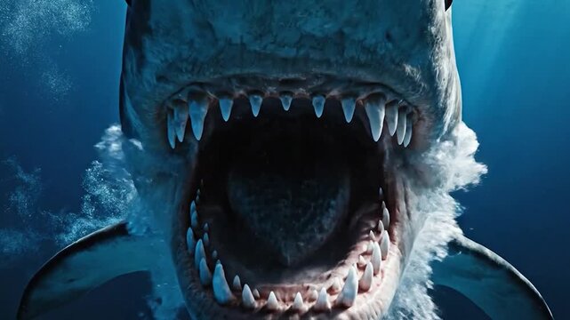 Megalodon - The Prehistoric Shark Unleashed in the Deep Blue Sea.