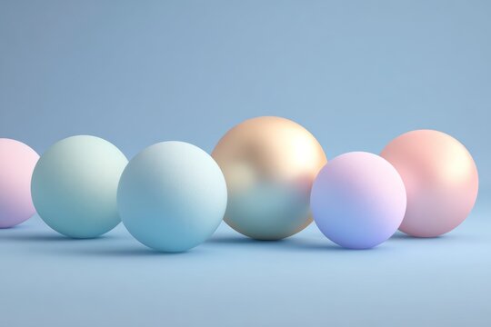 3D Render Matte Pastel Gradient Spheres Modern Abstract Design