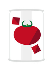 正面から見たカットトマトの缶詰のイラスト　ミニサイズ