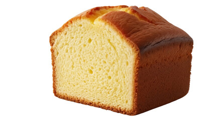 Delicious pound cake PNG isolated on transparent background, sweet baked dessert for breakfast or snack, golden brown crust and soft crumb