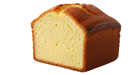 Delicious pound cake PNG isolated on transparent background, sweet baked dessert for breakfast or snack, golden brown crust and soft crumb