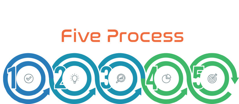 5-Step Process Infographic Template with Circular Elements and Modern Flat Design