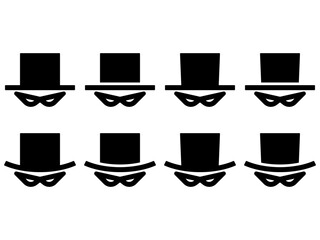 怪盗・シルクハットと仮面アイコンセット