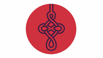 Intricate Knot Symbol in a Red Circle - Abstract Design