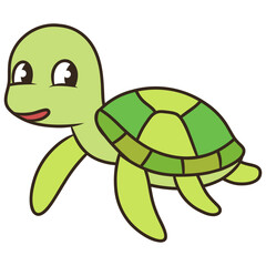 funny turtle cartoon vector illustration
