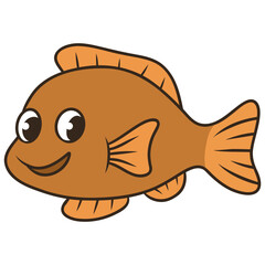Cartoon Illustration of a Fish