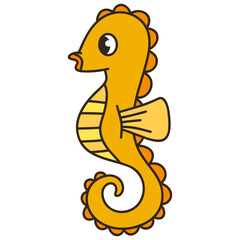 Cartoon Seahorse Illustration Coloring Animal