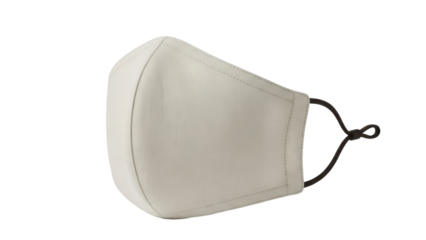 Beige fabric face mask isolated PNG on transparent background, reusable personal protective equipment for health and safety