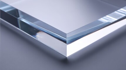 Close-up of a clear acrylic sheet showcasing its smooth edges and reflective surface.