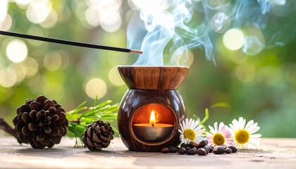 Spiritual Ritual Background with Smoke Rising from Incense Stick