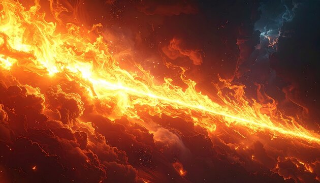 Flame slashing diagonally across the screen