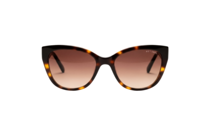 Elegant tortoiseshell cat eye sunglasses isolated PNG, stylish eyewear with brown gradient lenses for fashion accessory and sun protection