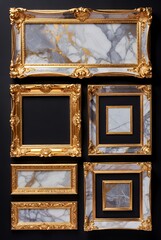 Luxury Gold Ornate Frames with Marble Inlays for Wall Decor