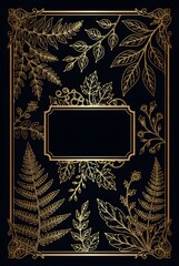 Gilded Botanical Elegance: Ornate Leaf & Fern Frame Art