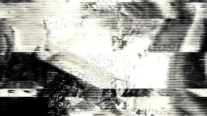 4k loop animation - Grunge Black and White Urban glitch art. Retro 80s, 90s, Y2K Distorted lines, Digital art, creative banner design, Futuristic cyberpunk animated retro pixelated background pattern