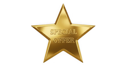 Obraz premium Special offer gold star icon isolated on transparent background 