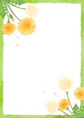 水彩のタンポポの背景イラスト