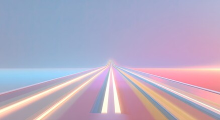 A vibrant, abstract pathway of light converges towards a distant horizon