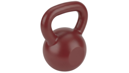 Maroon kettlebell isolated PNG on transparent background, fitness equipment for strength training and workout