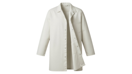 Medical lab coat isolated PNG on transparent background, doctor uniform for healthcare professionals and scientific research