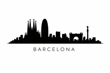Barcelona city skyline silhouette vector illustration