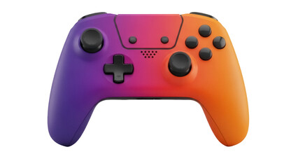 Colorful gradient gamepad PNG isolated on transparent background, modern wireless controller for gaming and entertainment purposes