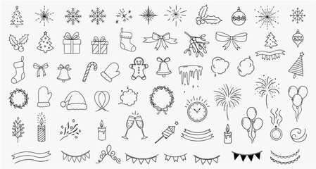 Hand drawn christmas and new year element