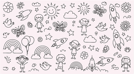 Hand drawn kids doodle element