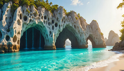 The image features a prominent natural rock formation known as El Arco de Cabo San Lucas, or simply "The Arch". 